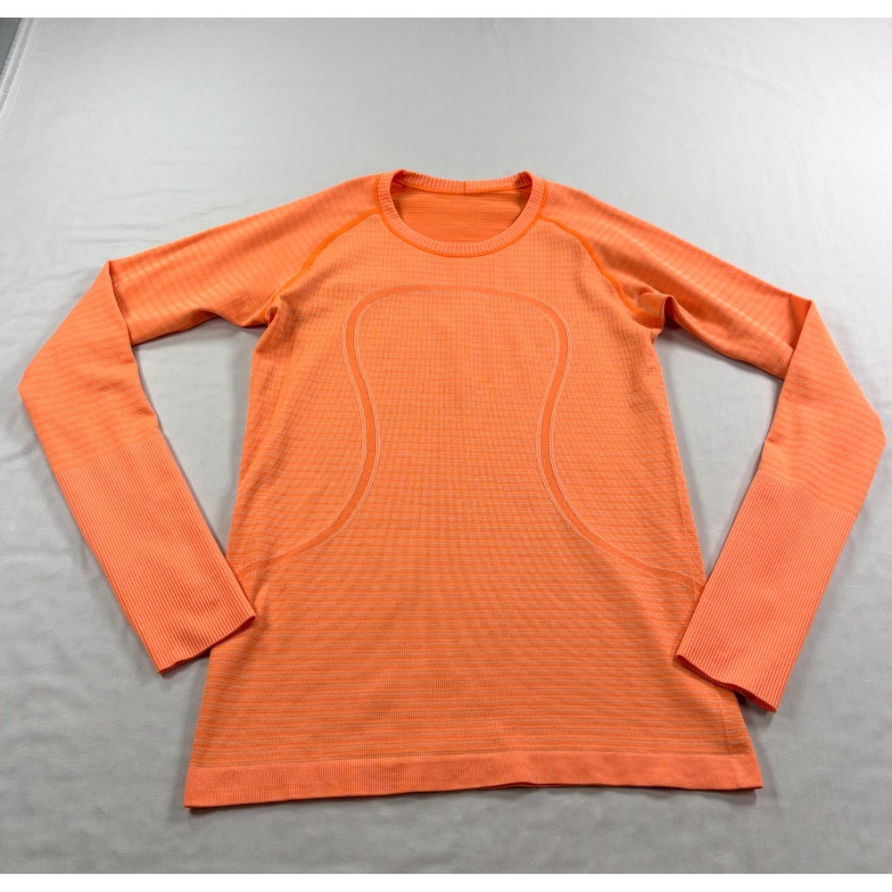 Lululemon Swiftly Tech Shirt Womens Size 8 Orange Long Sleeve Gym Training